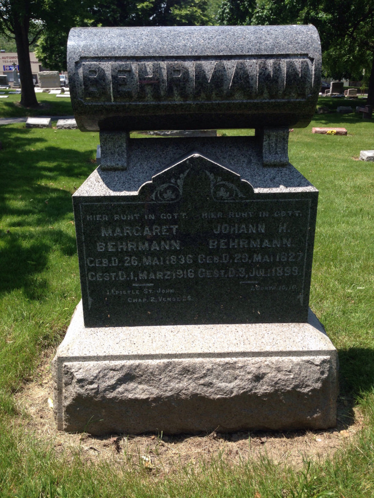 Concordia Cemetery is very German. Check out Johann and Margaret Behrmann. Headstone actually written in German.